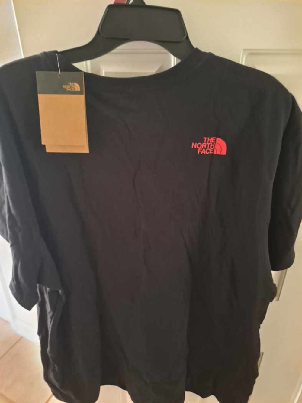 The North Face Men's Black Short Sleeve Tee with Red Logo